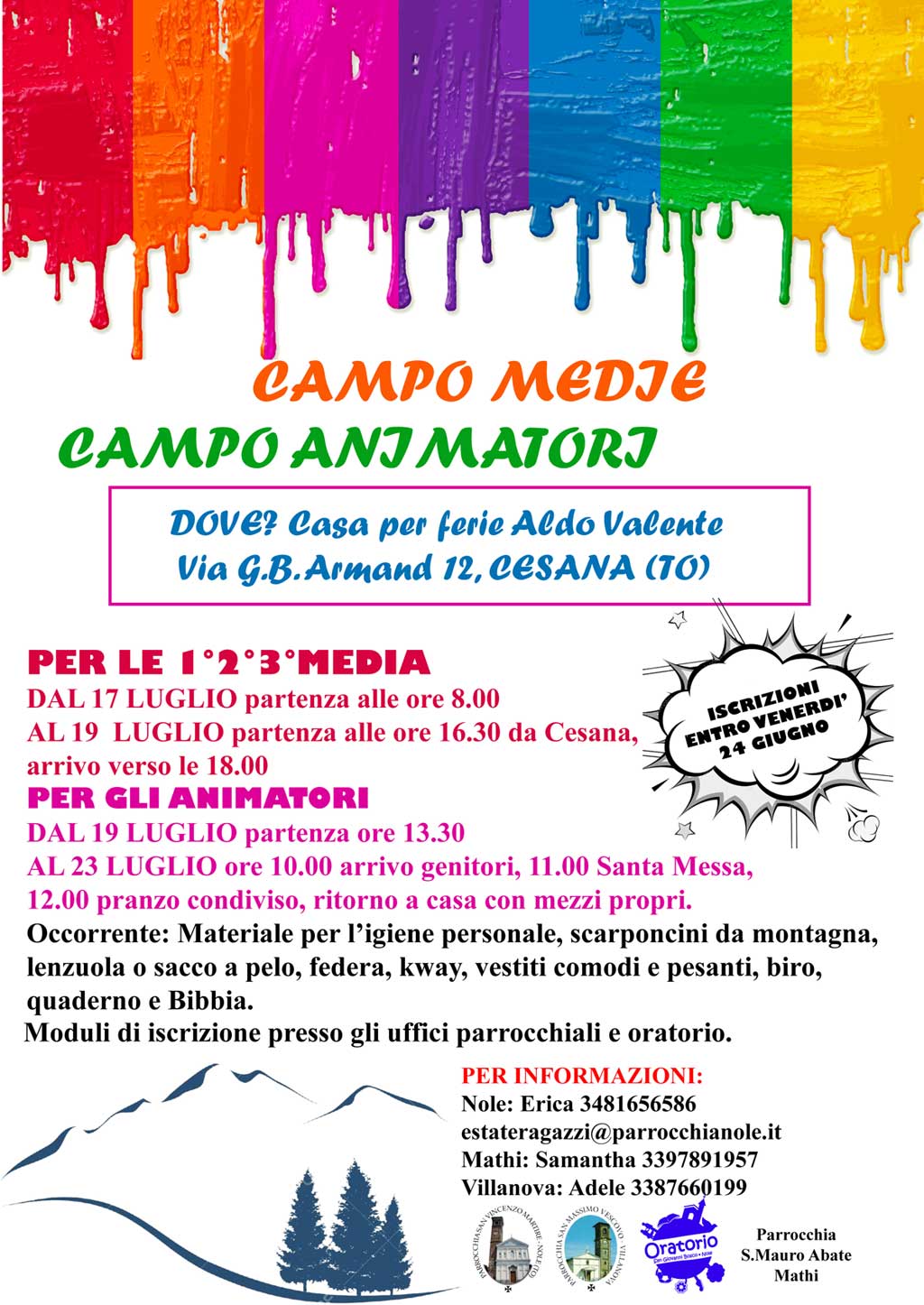 Campi estivi a Cesana per Medie e Animatori