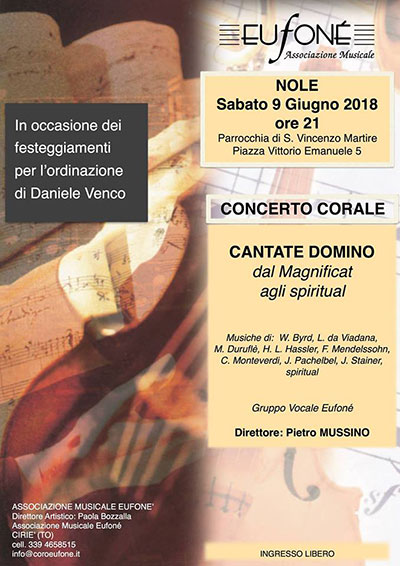 Sabato 9 giugno - Concerto del coro Eufone