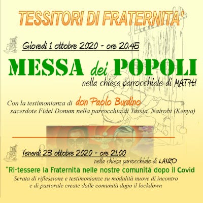 Tessitori di Fraternità - Messa dei Popoli - Ottobre Missionario 2020