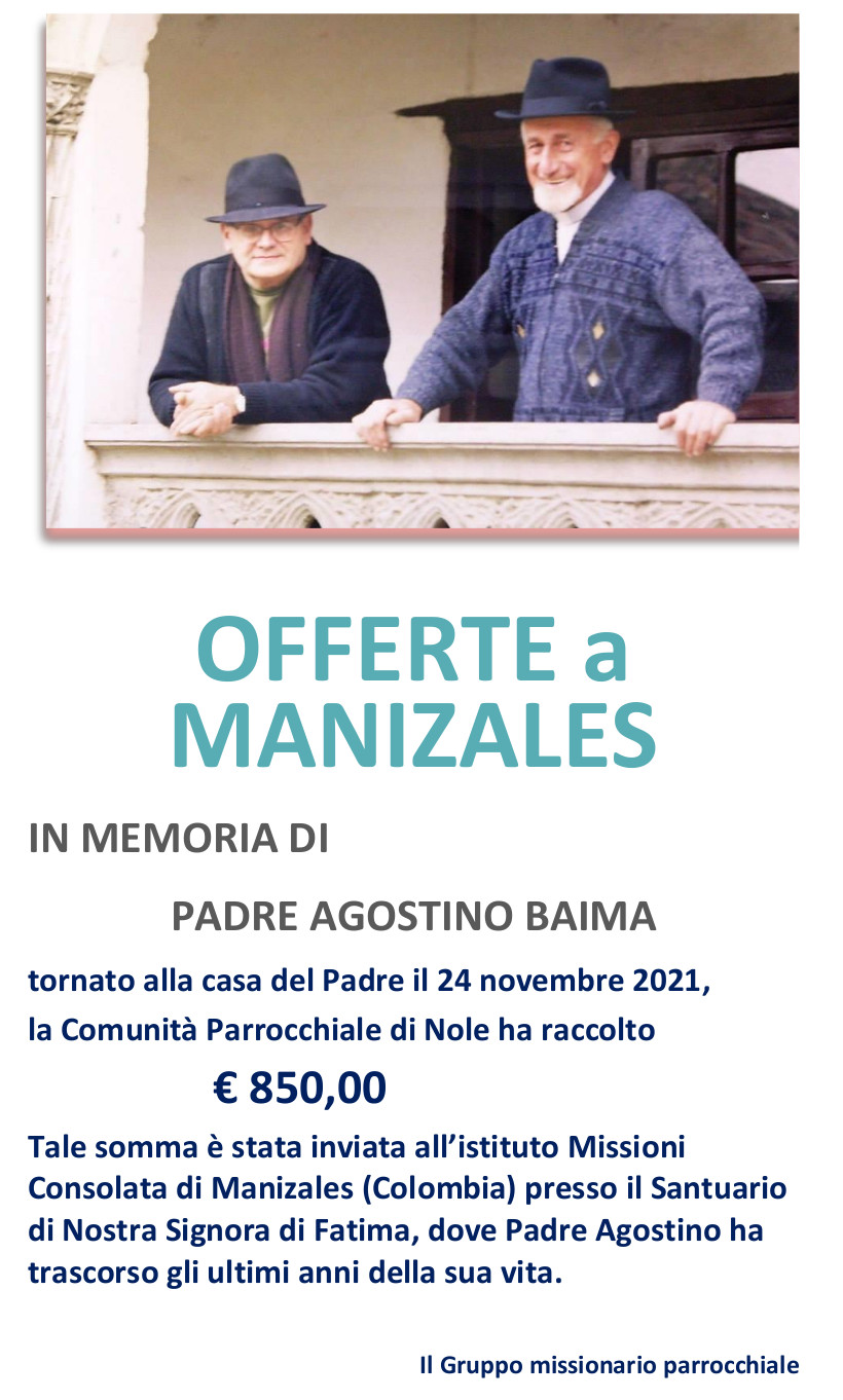 Offerte in memoria di Padre Agostino Baima