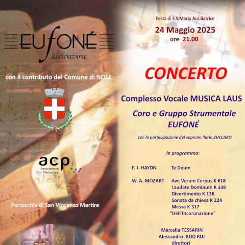 24 maggio: Concerto corale e strumentale nella festa di Maria Ausiliatrice