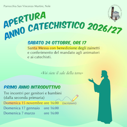 Apertura anno catechistico 2026/27 e iscrizioni